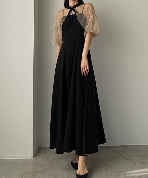 Louere（ルエレ） ワンピース 2WAY半袖シアーボレロ＋フレアキャミ