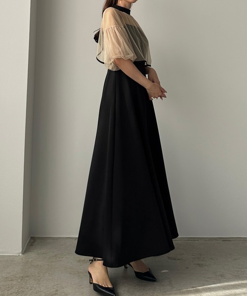 Louere（ルエレ） ワンピース 半袖 2WAY半袖シアーボレロ＋フレア
