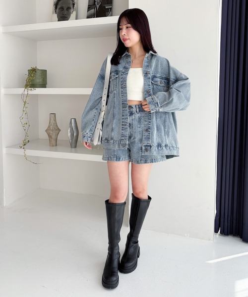 Heather ハイウエスト デニムショートパンツ Heather（ヘザー） ジーンズ デニム デニムパンツ Denim デザイン