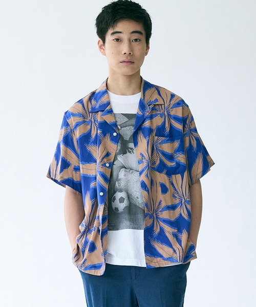 メンズ ルーズ ワークシャツ ホスト3色 セール】【LURAKU】Half Sleeve Regular Collar Shirt - ルーズ