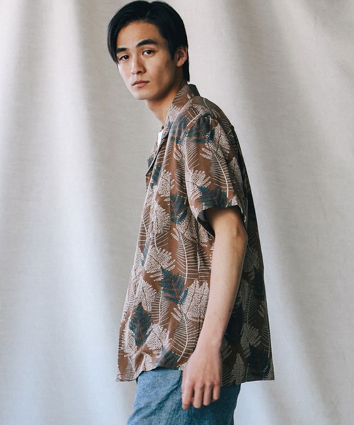 Johnbull シャツ パターンオープンカラーショートスリーブシャツ