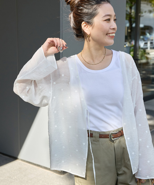 B.C STOCK ブラウス シャツ 手洗い可 / ドット刺繍リボン