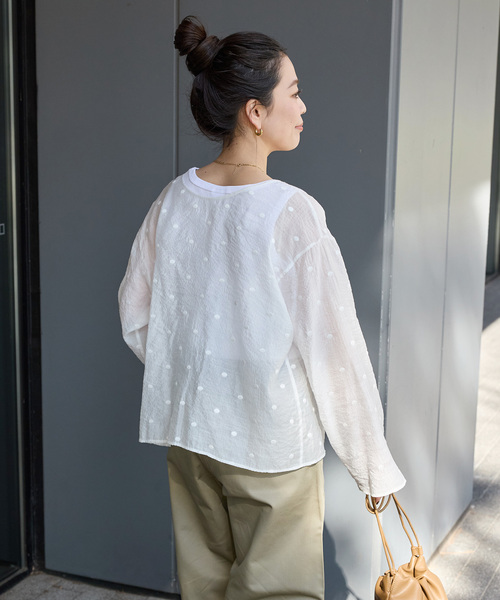 ブラウス シャツ 「セットアップ対応」ワンポイント刺繍リボンブラウス レディース ROJITA ブラウス シャツ 「セットアップ対応」ワンポイント刺繍