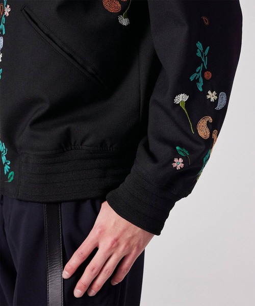 【美品✨】ポールスミス ブルゾン　刺繍　ジャケット　ウール　ブラック　黒 Paul Smith（ポール・スミス） ブルゾン アウター ウールホップサック