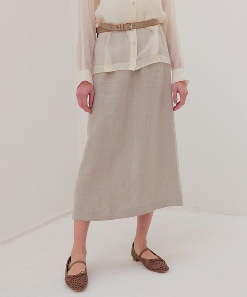 DRESSLAVE スカート OX linen midi skirt(リネンミディ丈