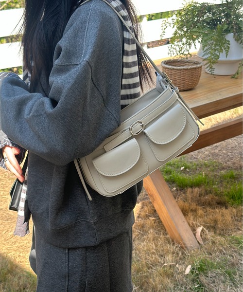 FINEnough ショルダーバッグ バッグ 入学式 ダブルポケット＆ベルト底