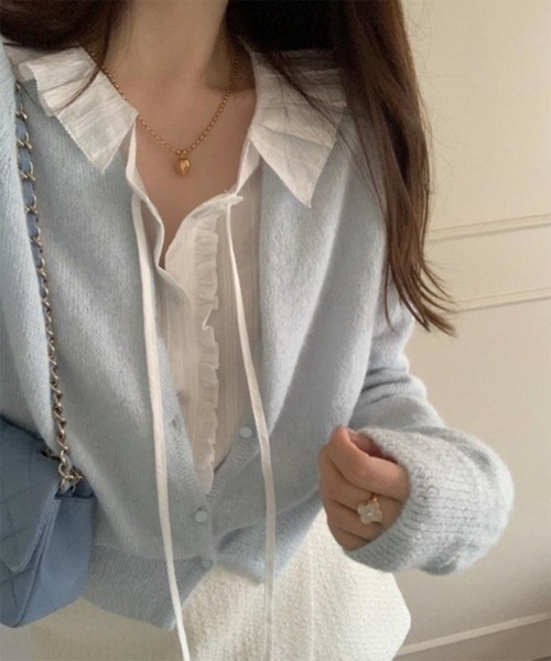 ブラウス シャツ ラブリーフリルネックブラウス/2025 SS COLLECTION レディース by muni:r ブラウス シャツ ラブリーフリルネックブラウス/2025