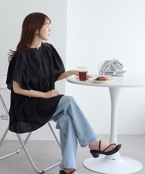 Discoat ブラウス シャツ コード刺繍ブラウス レディース
