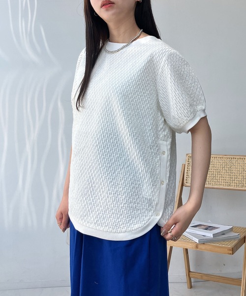 AS KNOW tシャツ ○裾マルっと サイドボタンリブ半袖プル