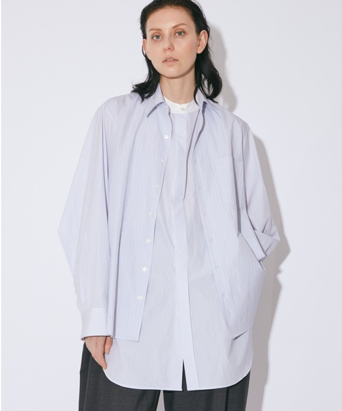 ブラウス シャツ ビューティフルピープル beautiful people double-front        finx stripe shirt