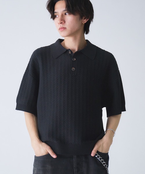 トップス MEDI JACQUARD POLO KNIT Ameri（アメリ）の「MEDI JACQUARD POLO KNIT（ポロシャツ