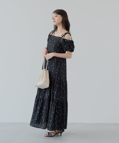 極美品❣️B.C Stock 2way ロングワンピース Chico ワンピース 2wayスリーブフラワーロングワンピース