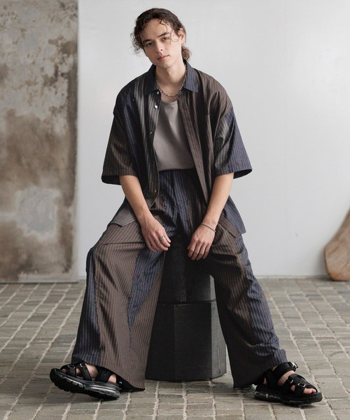 HARE/セットアップ/サイコウチクワイドトラウザー/ストライプシャツ HARE/セットアップ/サイコウチクワイドトラウザー/ストライプシャツ