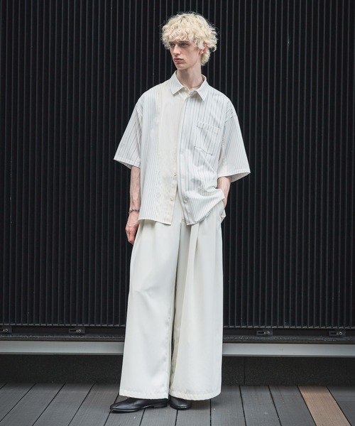 HARE/セットアップ/サイコウチクワイドトラウザー/ストライプシャツ HARE シャツ 「一部カラーSET UP対応」サイコウチクストライプ