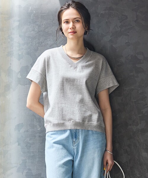 tシャツ 「SLOW/WEB限定」ラスティックテリー Vネック カットソー レディース