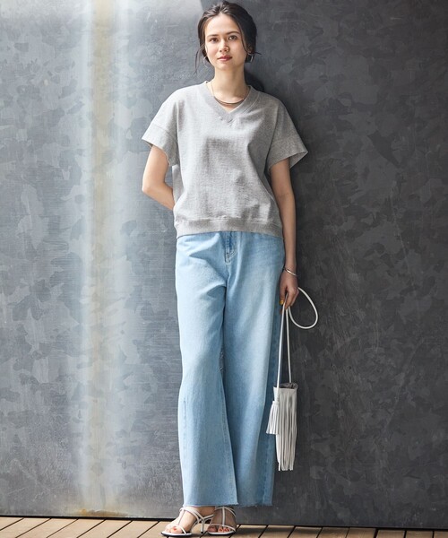 tシャツ 「SLOW/WEB限定」ラスティックテリー Vネック カットソー レディース 23区 tシャツ 「SLOW/WEB限定」ラスティックテリー Vネック