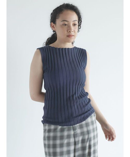 ニット セーター RIB FLOW CREW KNIT レディース FIKA. ニット セーター Wide rib sleeveless pullover
