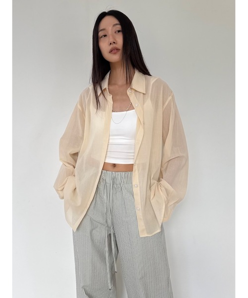 ブラウス シャツ 「DIDOT.」サンシェードシアーベーシックシャツ レディース