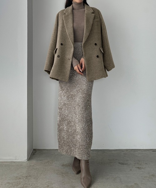 【aere】アエレ シャギージャケットコート ルエレ Louere Louere シャギーテーラードジャケットコート （モカ