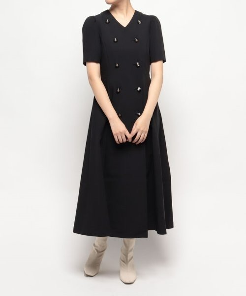 「LOULOU WILLOUGHBY」 半袖ワンピース 2 ブラック レディース_画像2