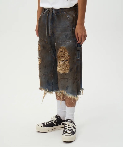 ジーンズ DISCOVERED DOUBLE KNEE DENIM SHORTS メンズ