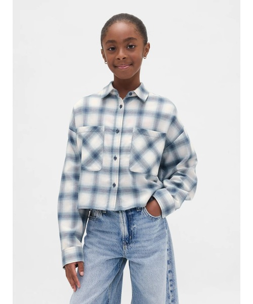 GAP（ギャップ） ブラウス シャツ オーバーサイズクロップドシャツ 