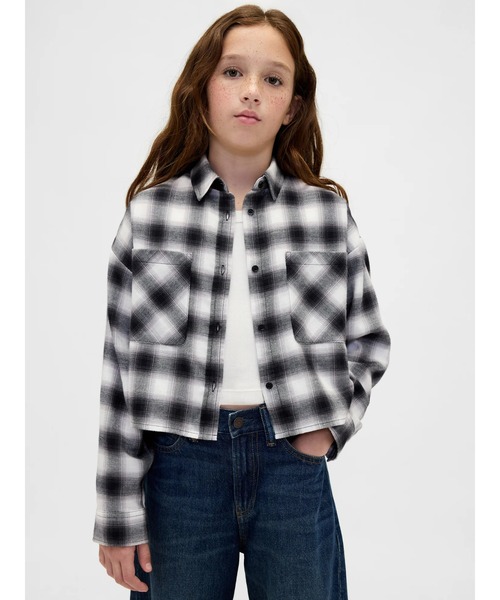 GAP（ギャップ） ブラウス シャツ オーバーサイズクロップドシャツ 
