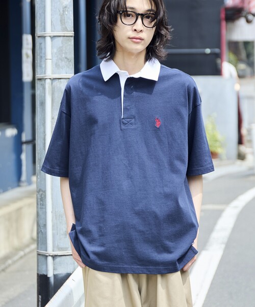 「U.S. POLO ASSN.」 半袖ポロシャツ MEDIUM チャコールグレー メンズ_画像4