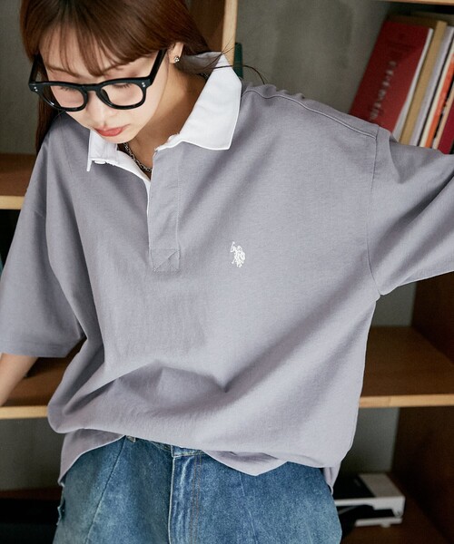 「U.S. POLO ASSN.」 半袖ポロシャツ MEDIUM チャコールグレー メンズ_画像7