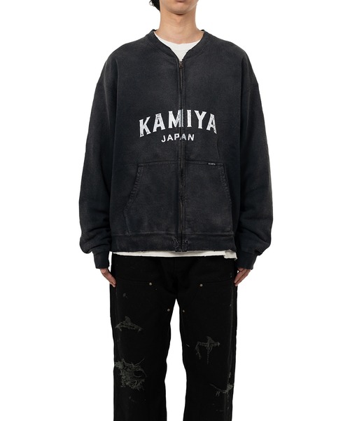 KAMIYA パーカー KAMIYA パーカー KAMIYA logo” Distressed Zip Sweat Jacket メンズ