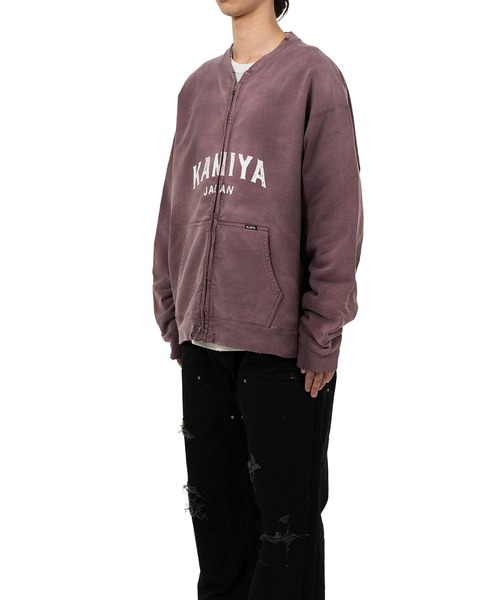 KAMIYA パーカー KAMIYA パーカー KAMIYA logo” Distressed Zip Sweat Jacket メンズ