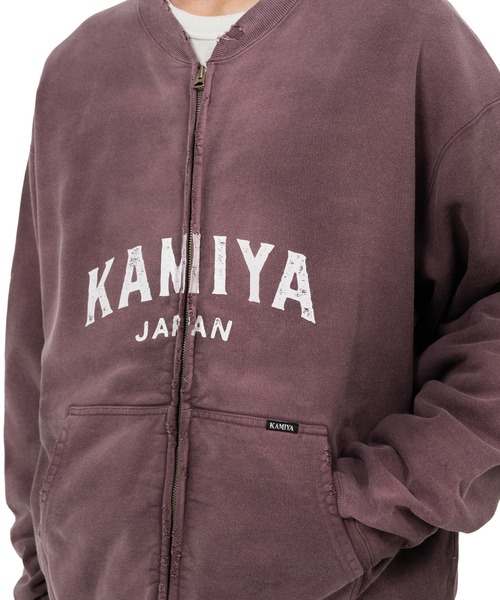 KAMIYA パーカー KAMIYA パーカー KAMIYA logo” Distressed Zip Sweat Jacket メンズ