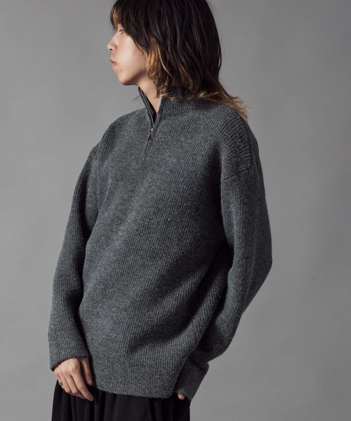 ハーフジップウールニットスウェットプルオーバー ROOP TOKYO セーター ニット Half-Zip Knit Pullover / ハーフジップ