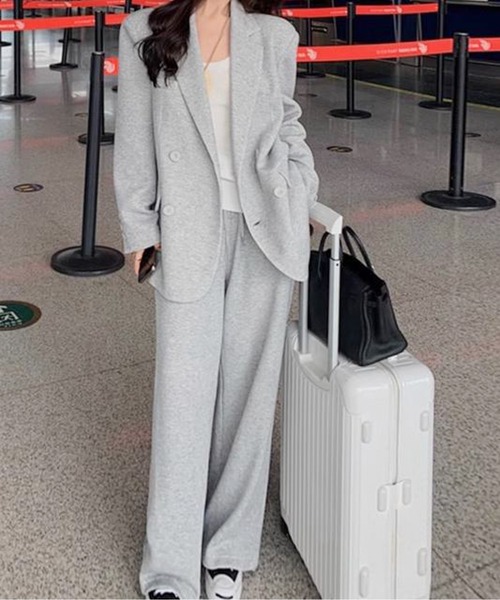 セットアップ スーツセット スウェットダブルブレストジャケット