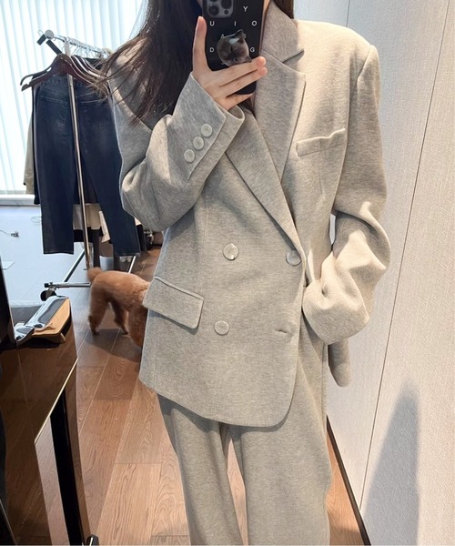 セットアップ スーツセット スウェットダブルブレストジャケット