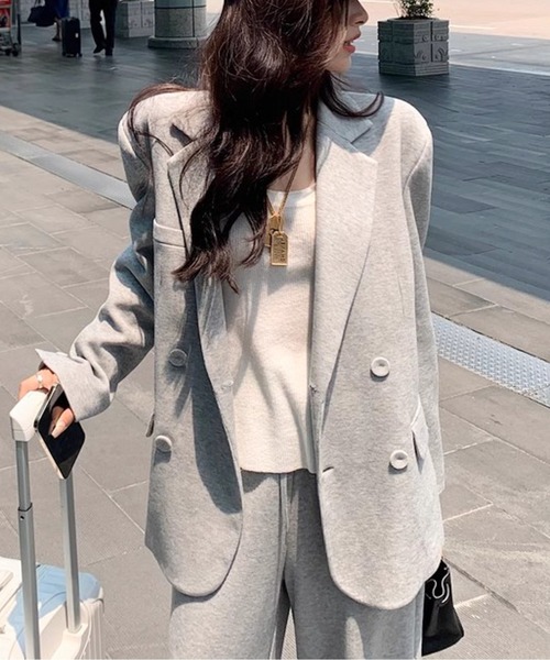 セットアップ スーツセット スウェットダブルブレストジャケット