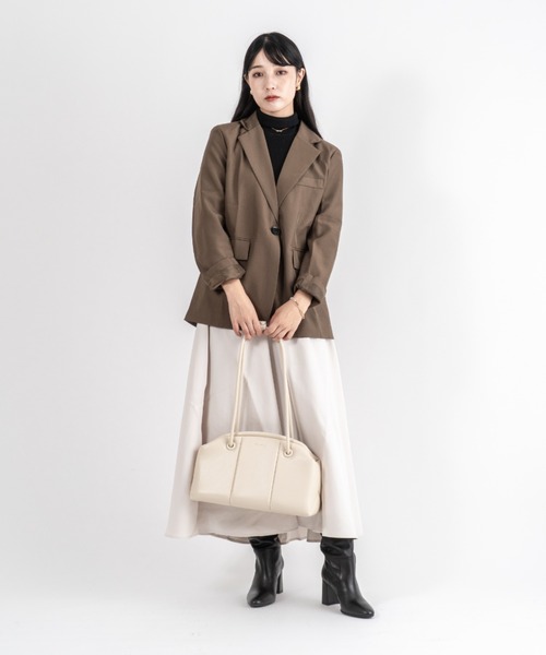 ショルダーバッグ バッグ 「ADD CULUMN/アドカラム」ヴィーガンレザー ボストントートバッグ PUFF CLASP BOSTON M