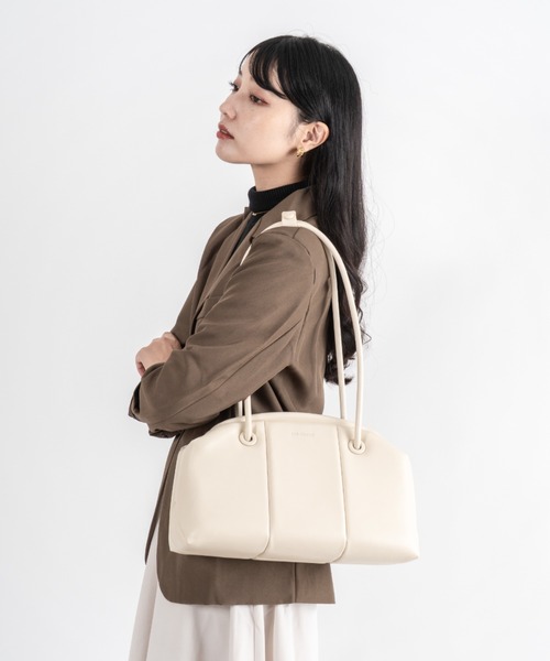ショルダーバッグ バッグ 「ADD CULUMN/アドカラム」ヴィーガンレザー ボストントートバッグ PUFF CLASP BOSTON M