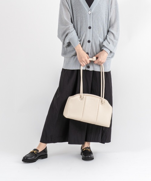ショルダーバッグ バッグ 「ADD CULUMN/アドカラム」ヴィーガンレザー ボストントートバッグ PUFF CLASP BOSTON M
