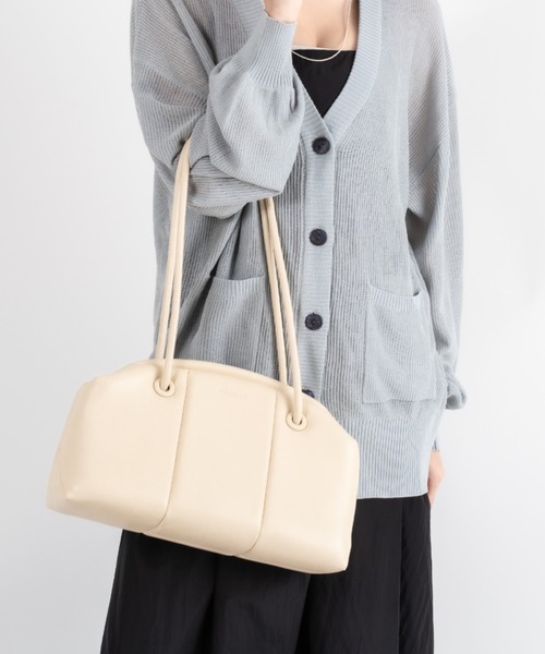ショルダーバッグ バッグ 「ADD CULUMN/アドカラム」ヴィーガンレザー ボストントートバッグ PUFF CLASP BOSTON M