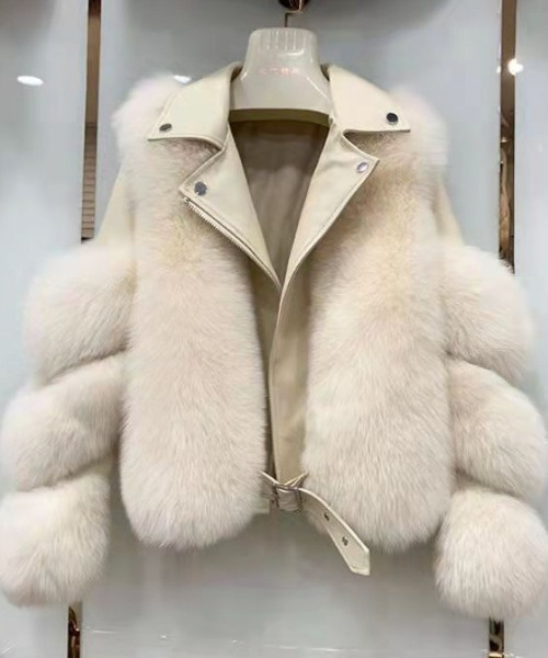 deux amour レザージャケット ライダース ファー切り替え合皮