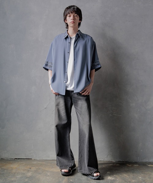 「HARE」 半袖シャツ SMALL ブルー系その他 メンズの画像