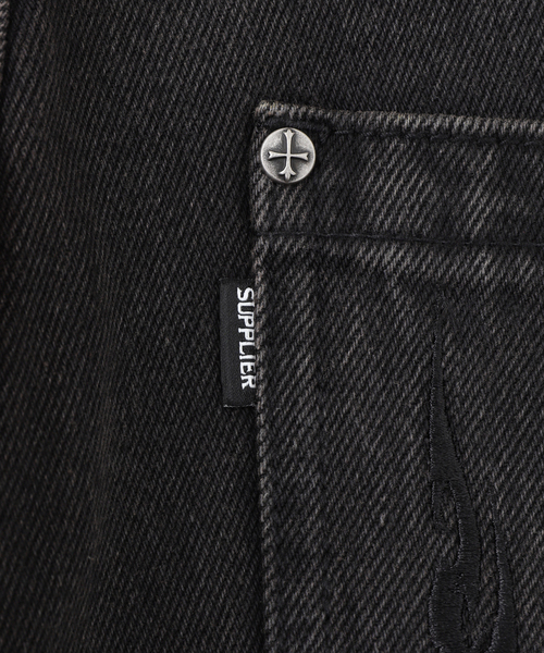 SUPPLIER（サプライヤー） ワイドパンツ ジーンズ Cross Leather Baggy