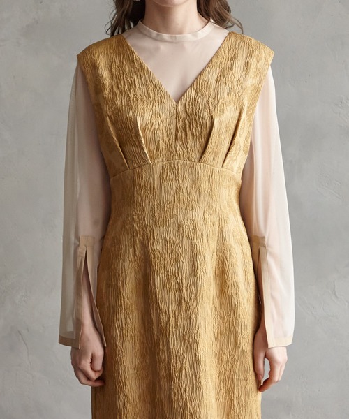 「AIMER」 ノースリーブワンピース MEDIUM イエロー系その他 レディース_画像7