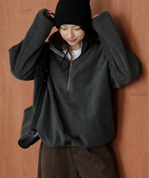 パーカー ハーフジップ フリースプルオーバー レディース : ZOZOTOWN