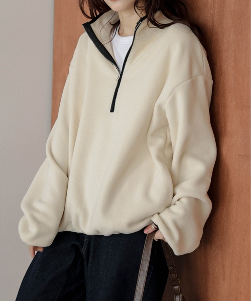 パーカー ハーフジップ フリースプルオーバー レディース : ZOZOTOWN