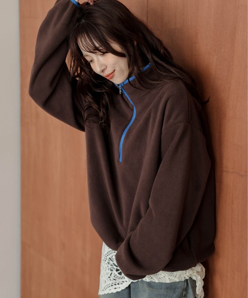 パーカー ハーフジップ フリースプルオーバー レディース : ZOZOTOWN