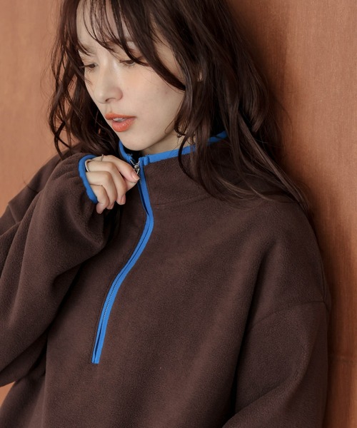 パーカー ハーフジップ フリースプルオーバー レディース : ZOZOTOWN