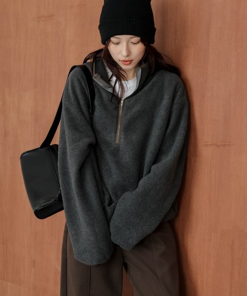 パーカー ハーフジップ フリースプルオーバー レディース : ZOZOTOWN