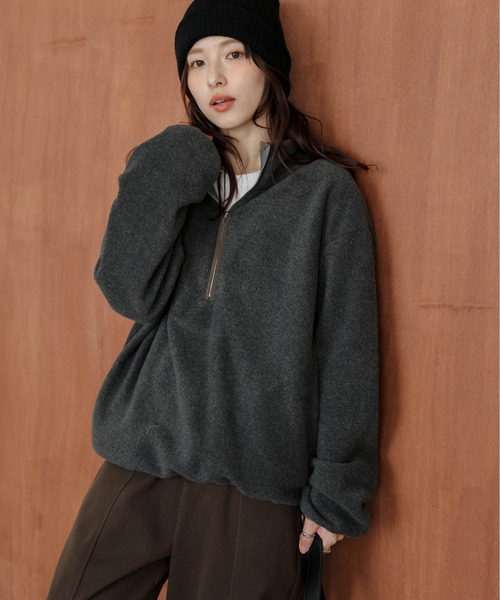 パーカー ハーフジップ フリースプルオーバー レディース : ZOZOTOWN